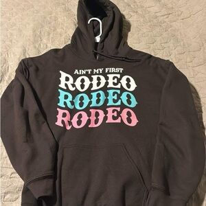Brown Hoodie with Colorful Rodeo Print